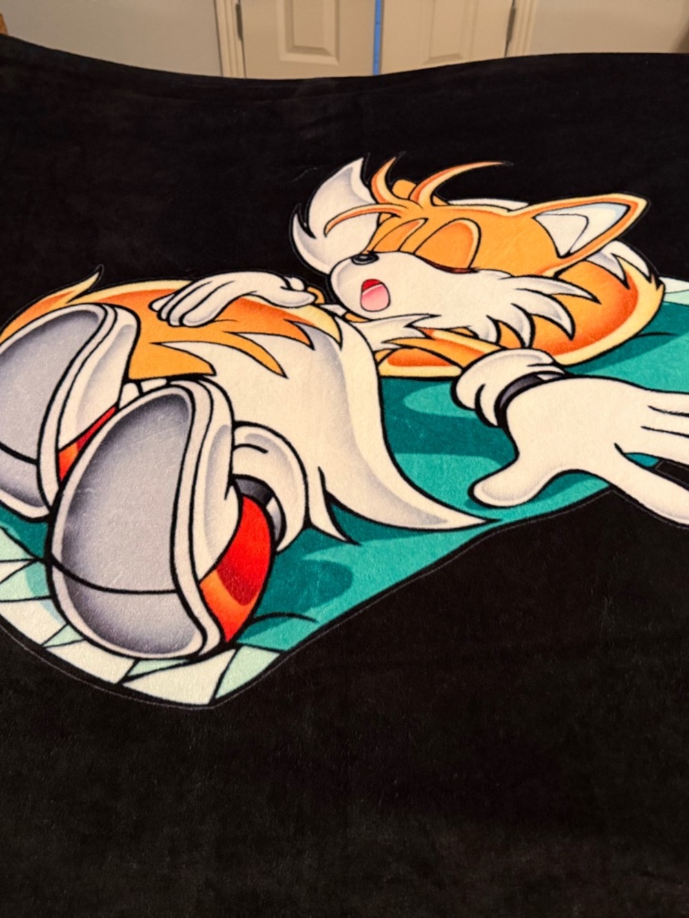 Black Cat Blanket with Orange Character Print - Unbranded